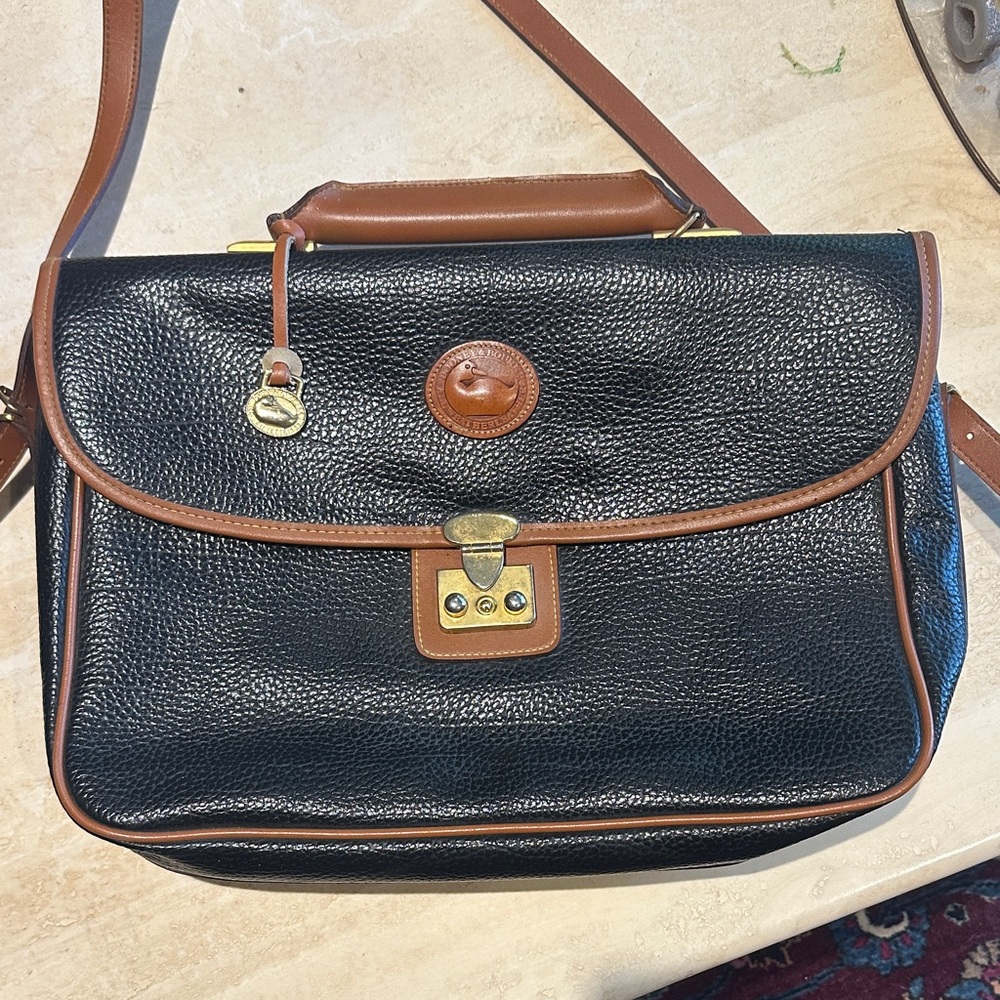 Dooney & Bourke Black and Brown Messenger Bag